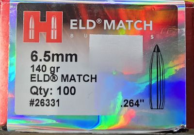 Hornady ELD Match 6.5 mm .264 140 Gr. 100 Bullets