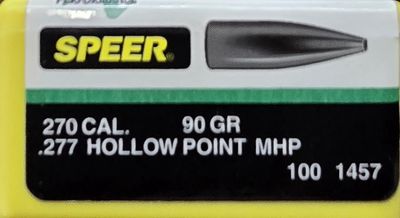 Speer Hollow Point 270 Cal. 90 Gr. MHP 100 Bullets