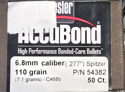 Nosler AccuBond 6.8 mm .277 Spitzer 110 Gr. 50 Bullets