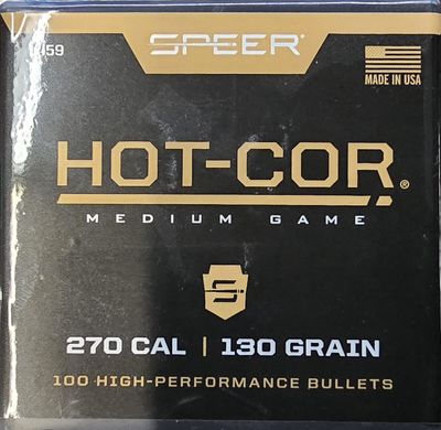 Speer Hot-Cor 270 Cal. 130 Gr.  .277 SP 100 Bullets