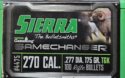 Sierra 270 Cal. .277 175 Gr. Gamechanger TGK 100 Ct.