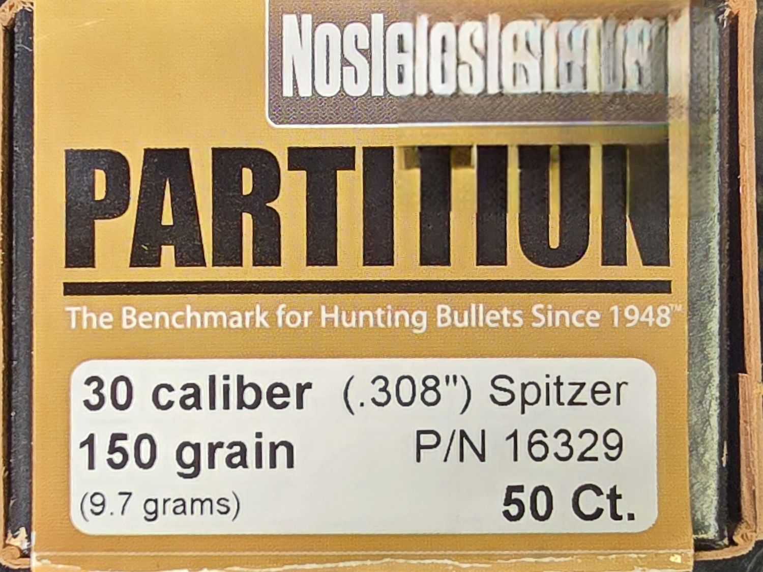 Nosler Partition 30 Cal. 150 Gr. .308 Spitzer 50 Bullets