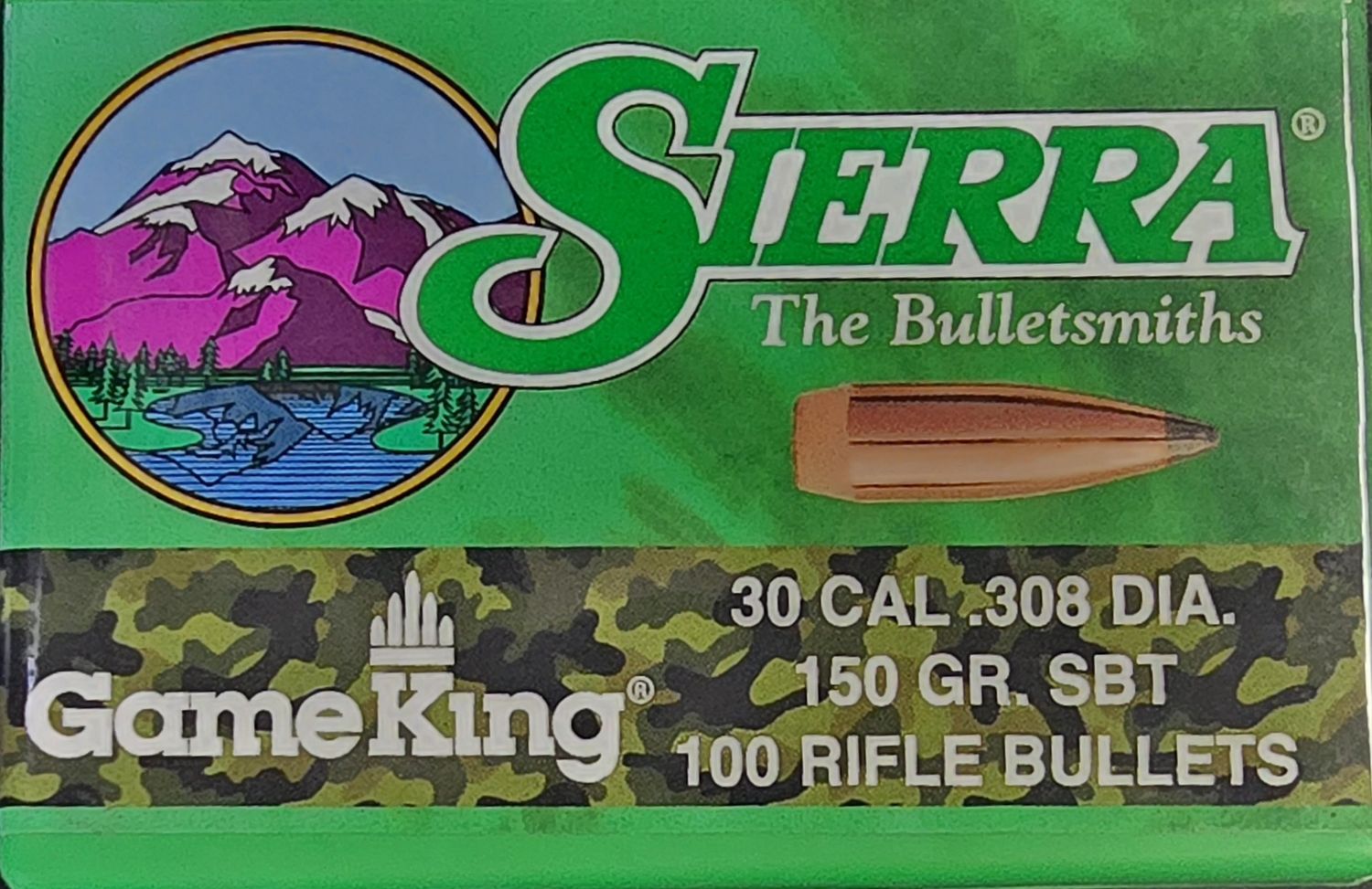 Sierra Game-King 30 Cal. .308 Dia 150 Gr. SBT 100 Bullets