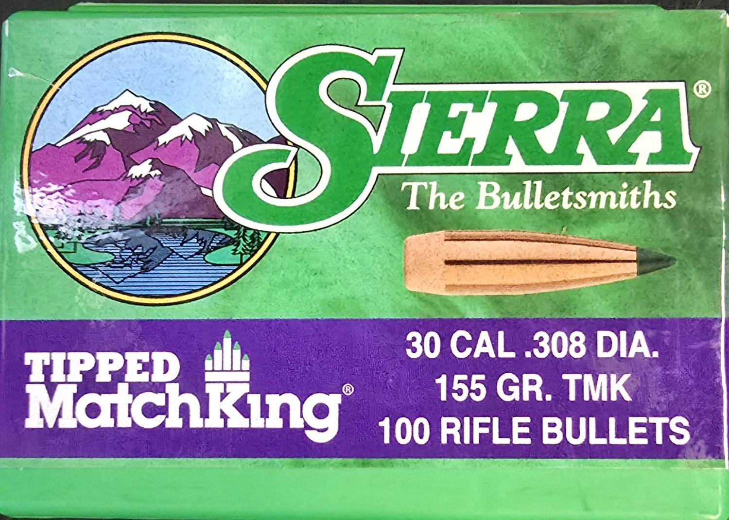 Sierra Tipped MatchKing 30 Cal .308 155 Gr. TMK 100 Bullets