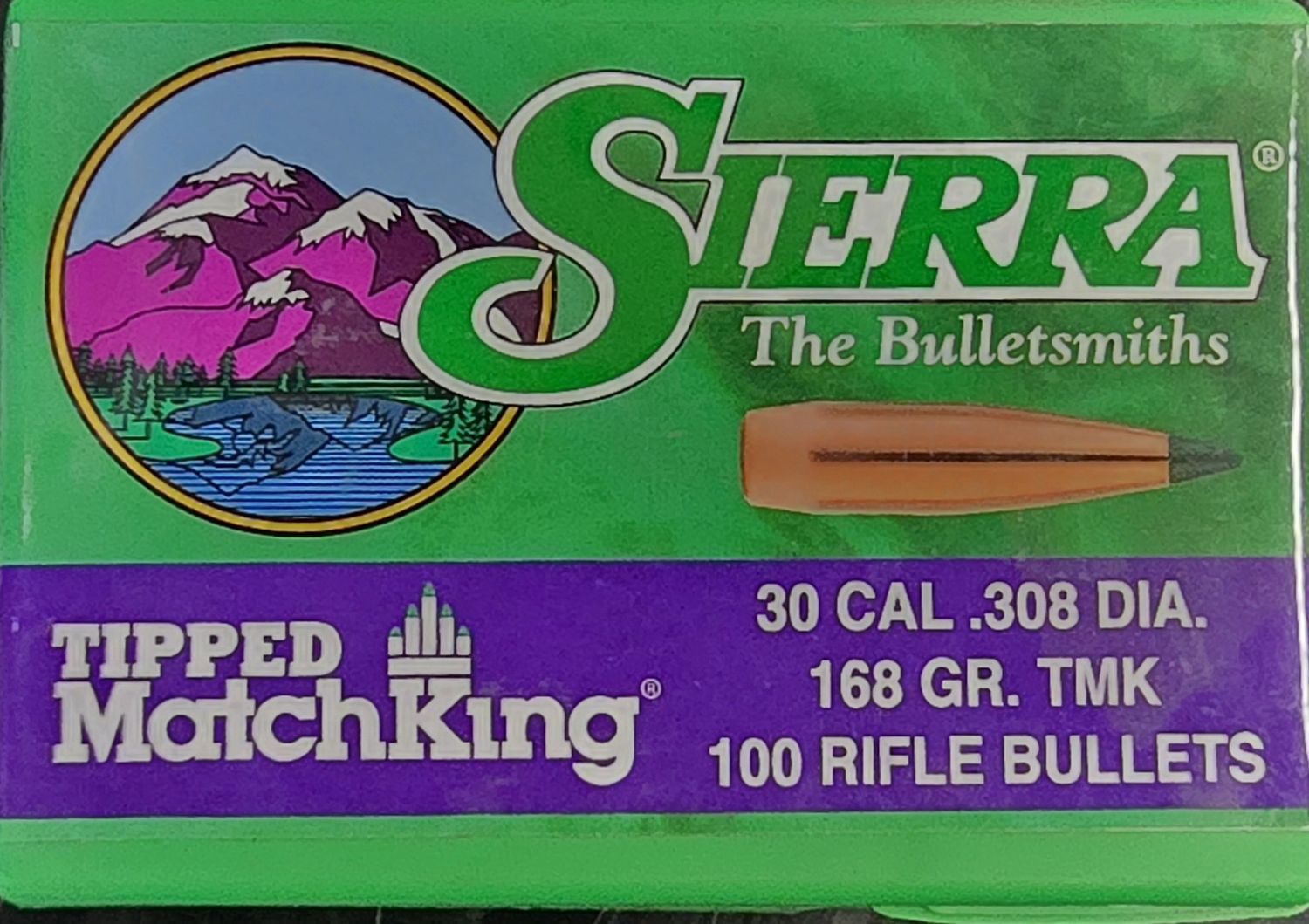 Sierra Tipped MatchKing 30 Cal. .308 Dia. 168 Gr. TMK 100 Bullets