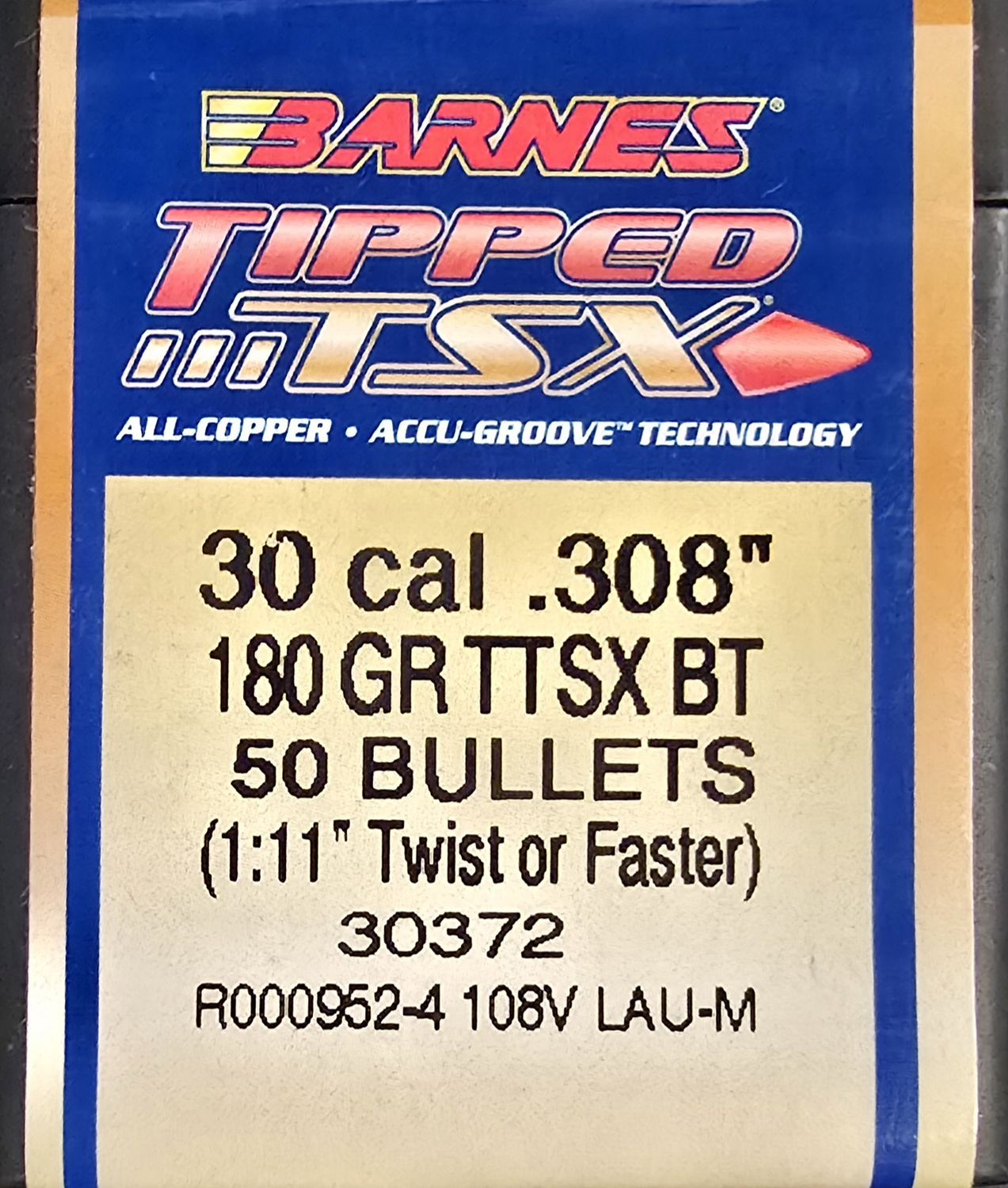 Barnes Tipped TSX 30 Cal. .308 180 Gr. 50 Bullets