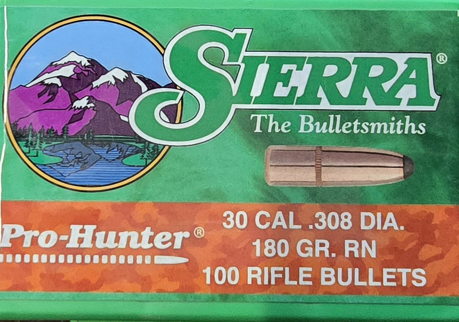 Sierra Pro-Hunter 30 Cal. .308 Dia. 180 Gr. RN 100 Bullets