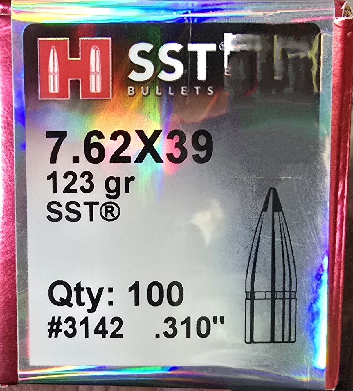 Hornady SST 7.62x39 .310 123 Gr. 100 Bullets