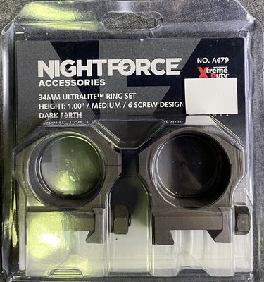 Nightforce 34mm Ultralite Rings Medium 6 Screw FDE