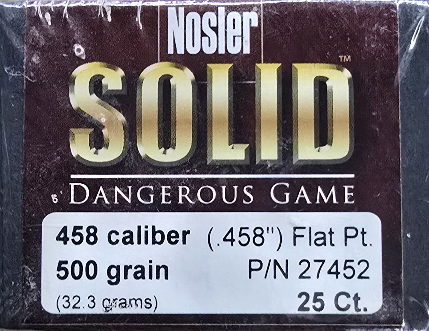 Nosler Solid 458 Cal. .458 500 FP 25 Bullets