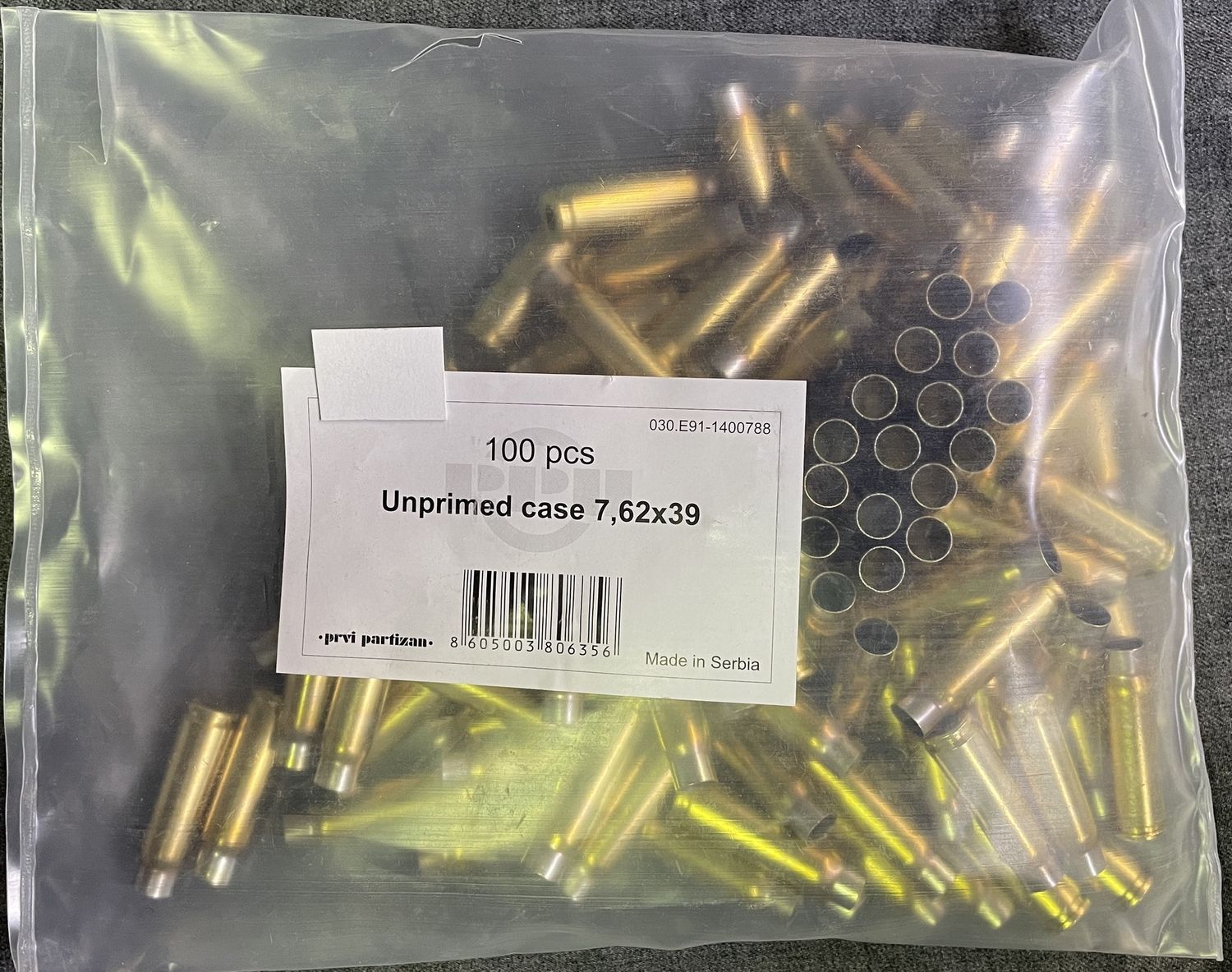 PPU 7.62x39 New Brass 100 ct