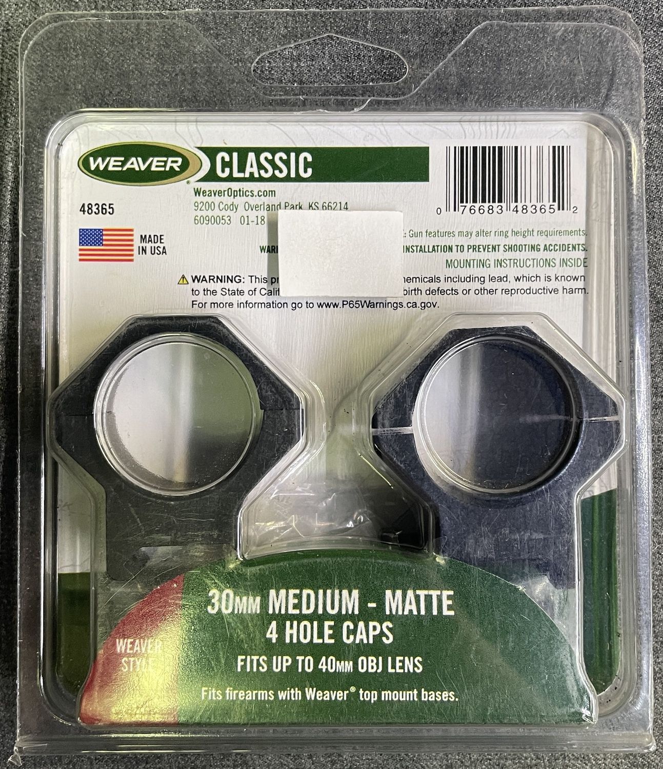 Weaver 30mm Medium Rings Matte