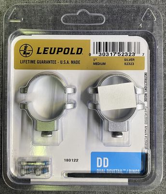 Leupold 1&quot; Dual Dovetail Style Rings Medium Silver