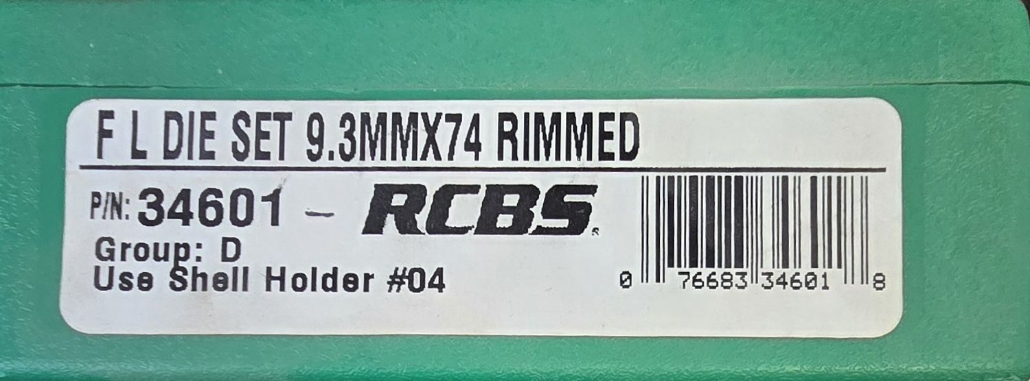 RCBS FL Die Set 9.3mm x 74 Rimmed