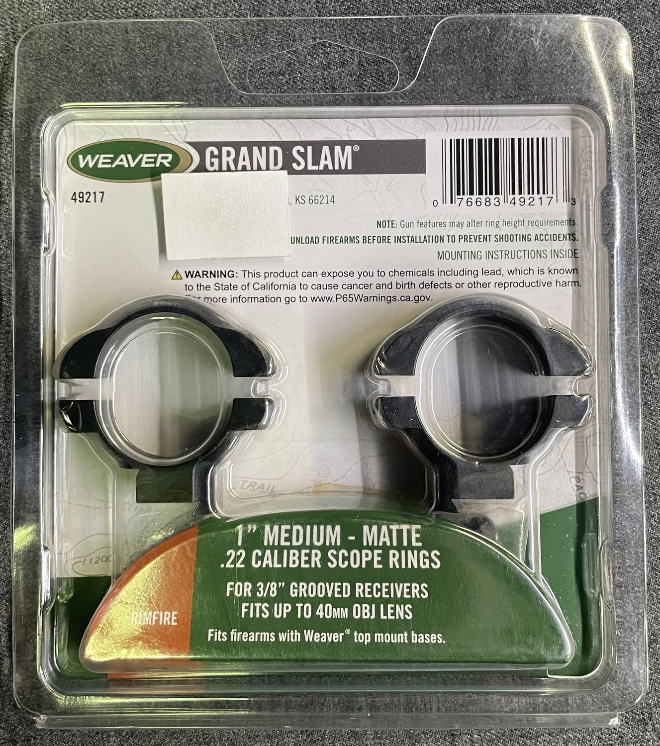 Weaver 3/8&quot; Dovetail 1&quot; Medium Rings Matte
