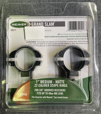 Weaver 3/8&quot; Dovetail 1&quot; Medium Rings Matte