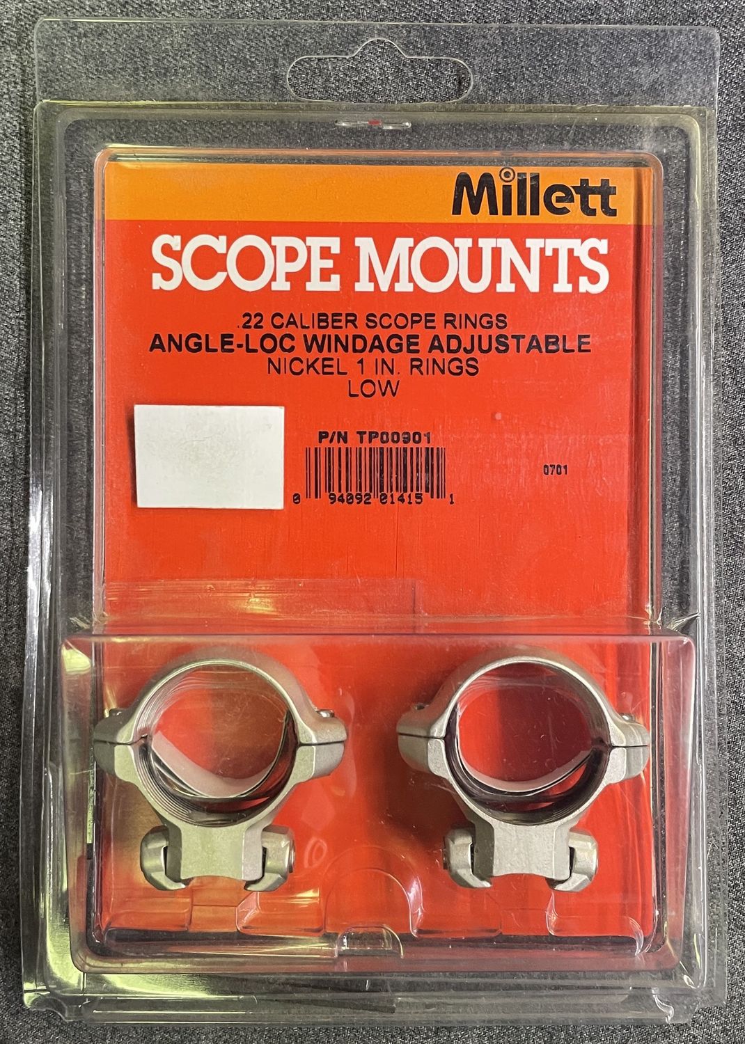 Millet 3/8&quot; Dovetail Angle-Loc 1&quot; Low Rings Silver