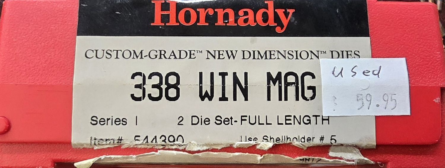 (used) Hornady FL Die Set 338 Win Mag