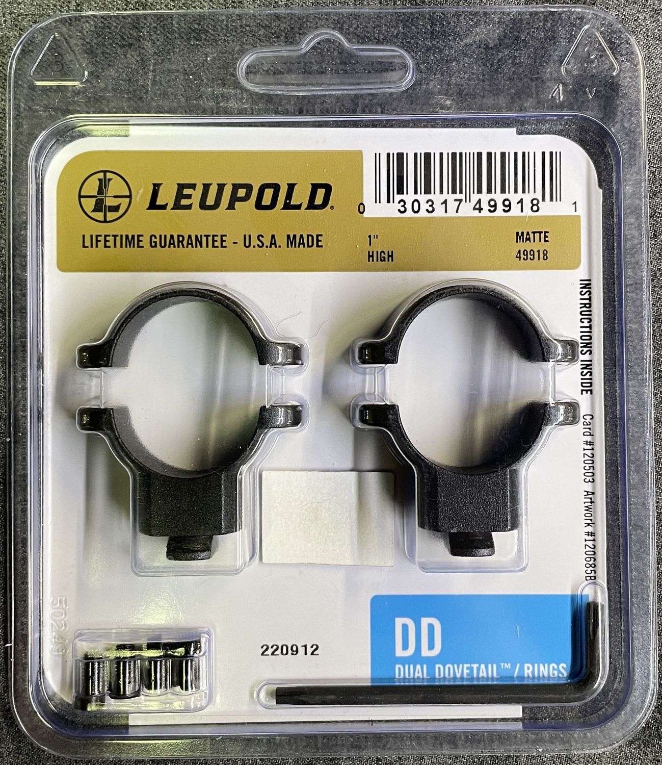 Leupold 1&quot; Dual dovetail Style  Rings High Matte