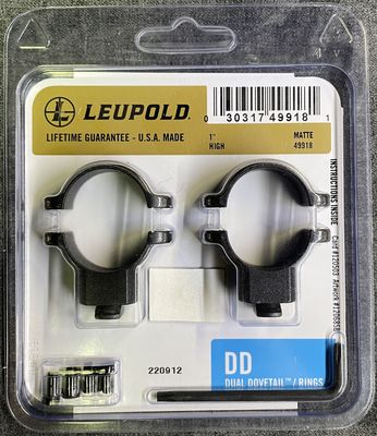 Leupold 1" Dual dovetail Style  Rings High Matte