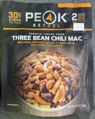 Peak Three Bean Chili Mac Freeze Dried Food Pack