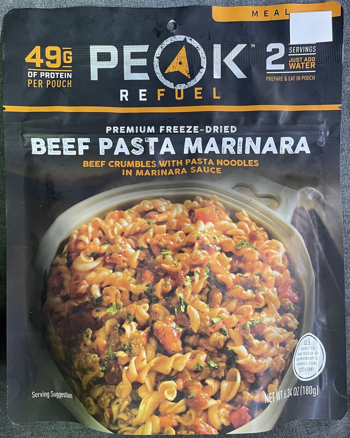 Peak Beef Pasta Marinara Freeze Dried Food Pack