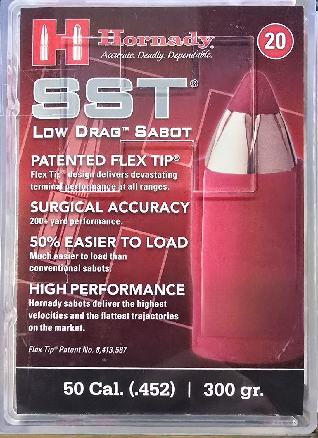 Hornady SST Low Drag Sabot 50 Cal (.452) 300 Gr. 20 Rounds