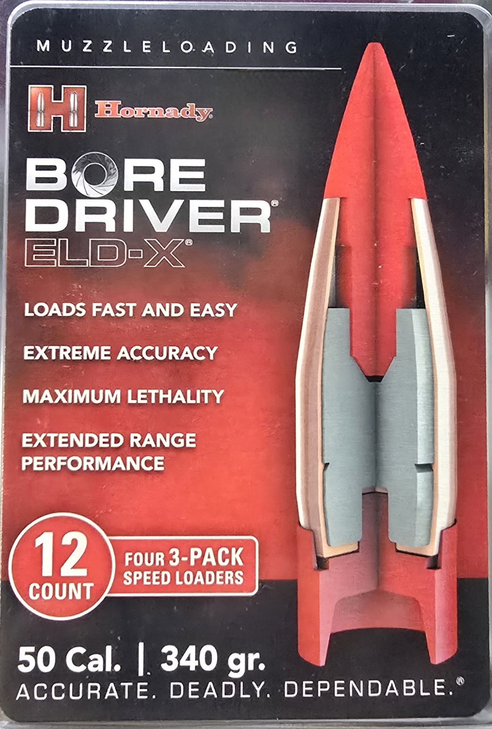 Hornady Bore Driver ELD-X 50 Cal. 340 Gr. 12 Ct.