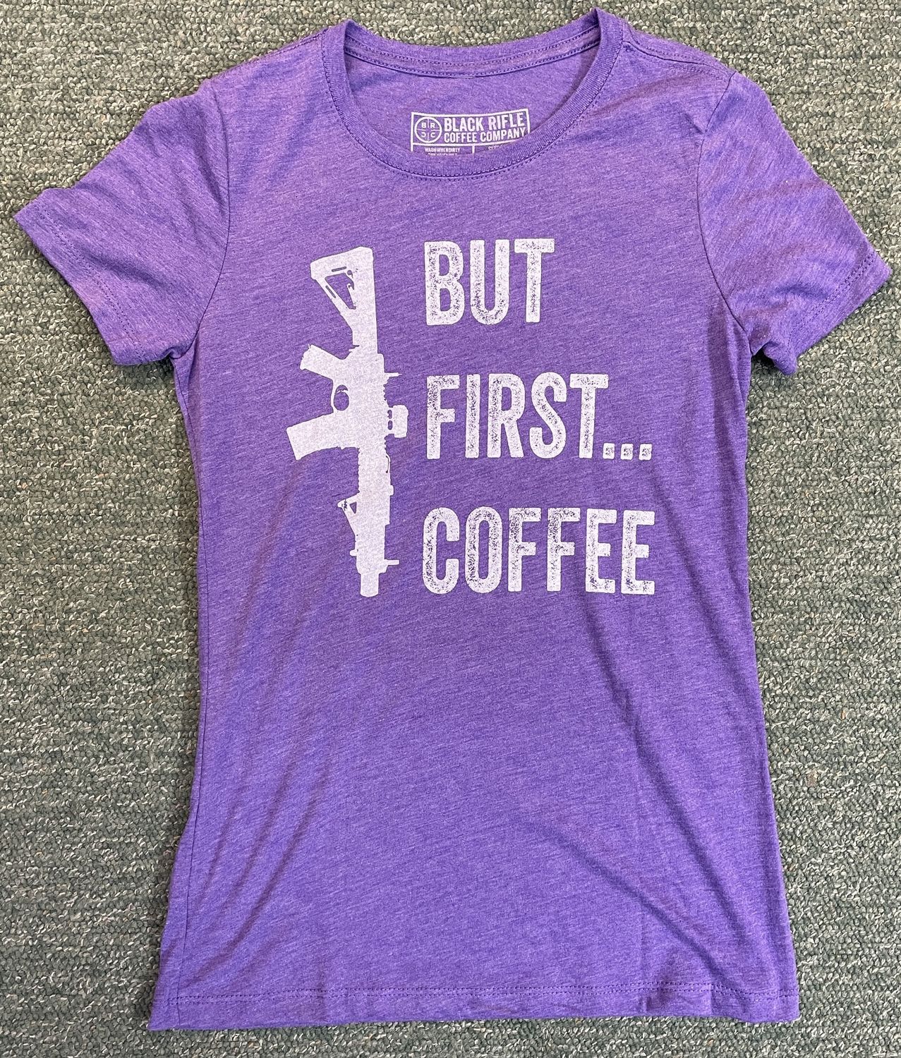 BRCC &quot;But First Coffee&quot; Ladies Purple Shirt Medium