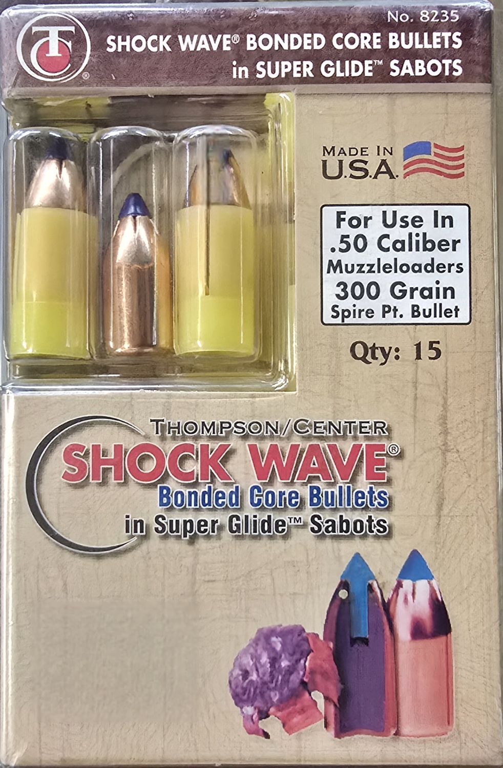 TC Shock Wave 50 Cal 300 Grain Bonded Core Bullets in Super Glide Sabots