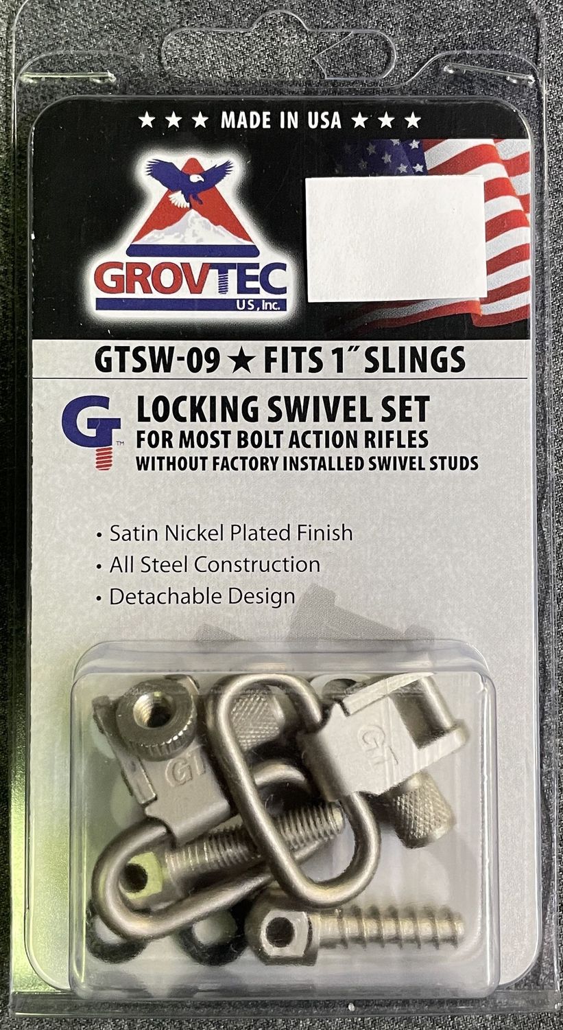 Grov Tec 1&quot; Locking Swivel Set Silver Fits Most bolt Action Rifles