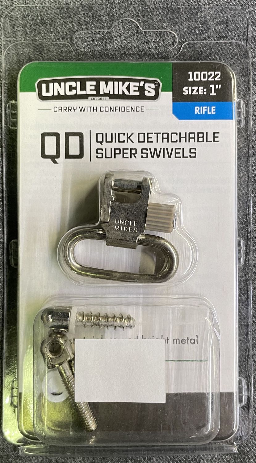 Uncles Mike&#39;s 1&quot; QD Super Swivel Set Silver Fits Most Bolt Action Rifles