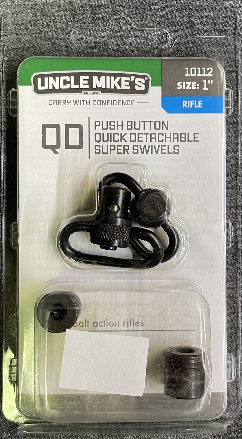 Uncle Mike&#39;s QD 1&quot; Super Swivel Set Push Button Fits Most Bolt Action Rifles