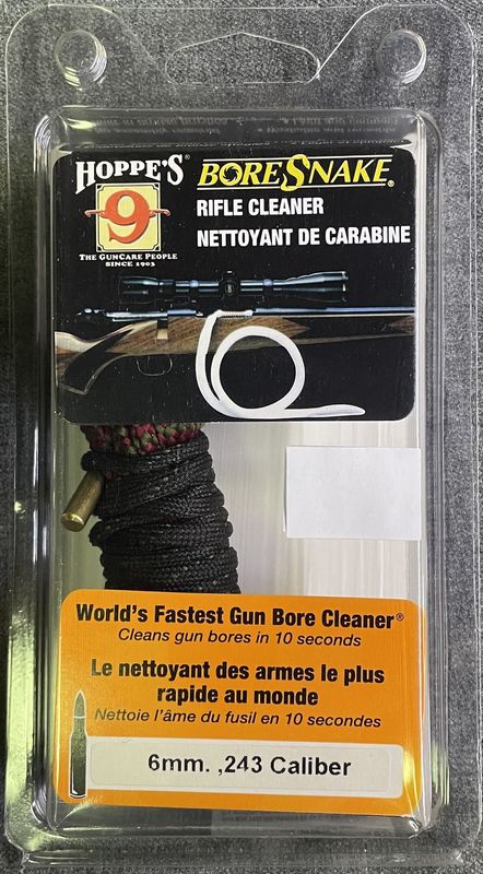 Snake Rifle Rope Cleaner Hoppe's Bore Snake .243 Cal/ 6mm Rifle Cleaner