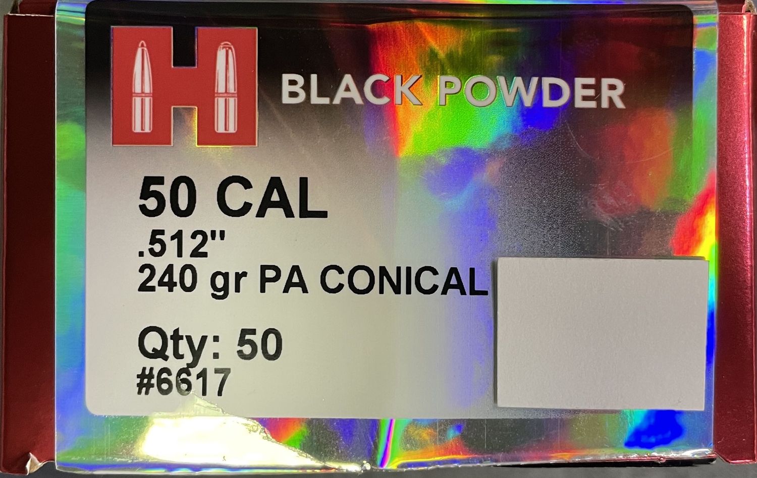 Hornady Black powder 50 Cal. .512 Dia 240 Gr. AP Conical 50 Ct.