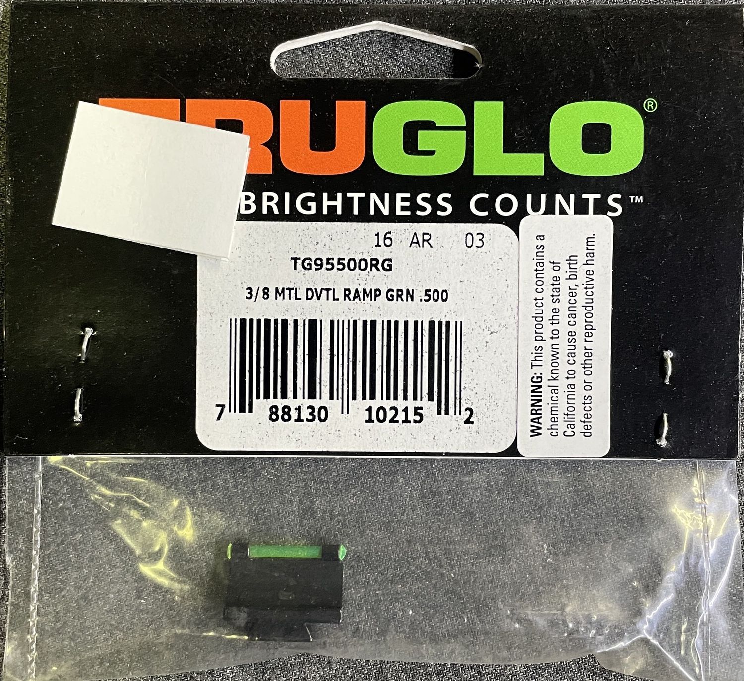 Tru Glo 3/8 Dovetail Ramp Front Sight Green .500