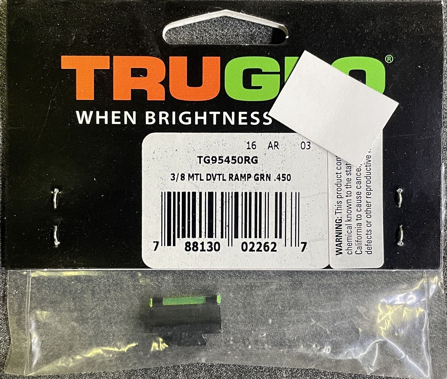 Tru Glo 3/8 Dovetail Ramp Front Sight Green .450