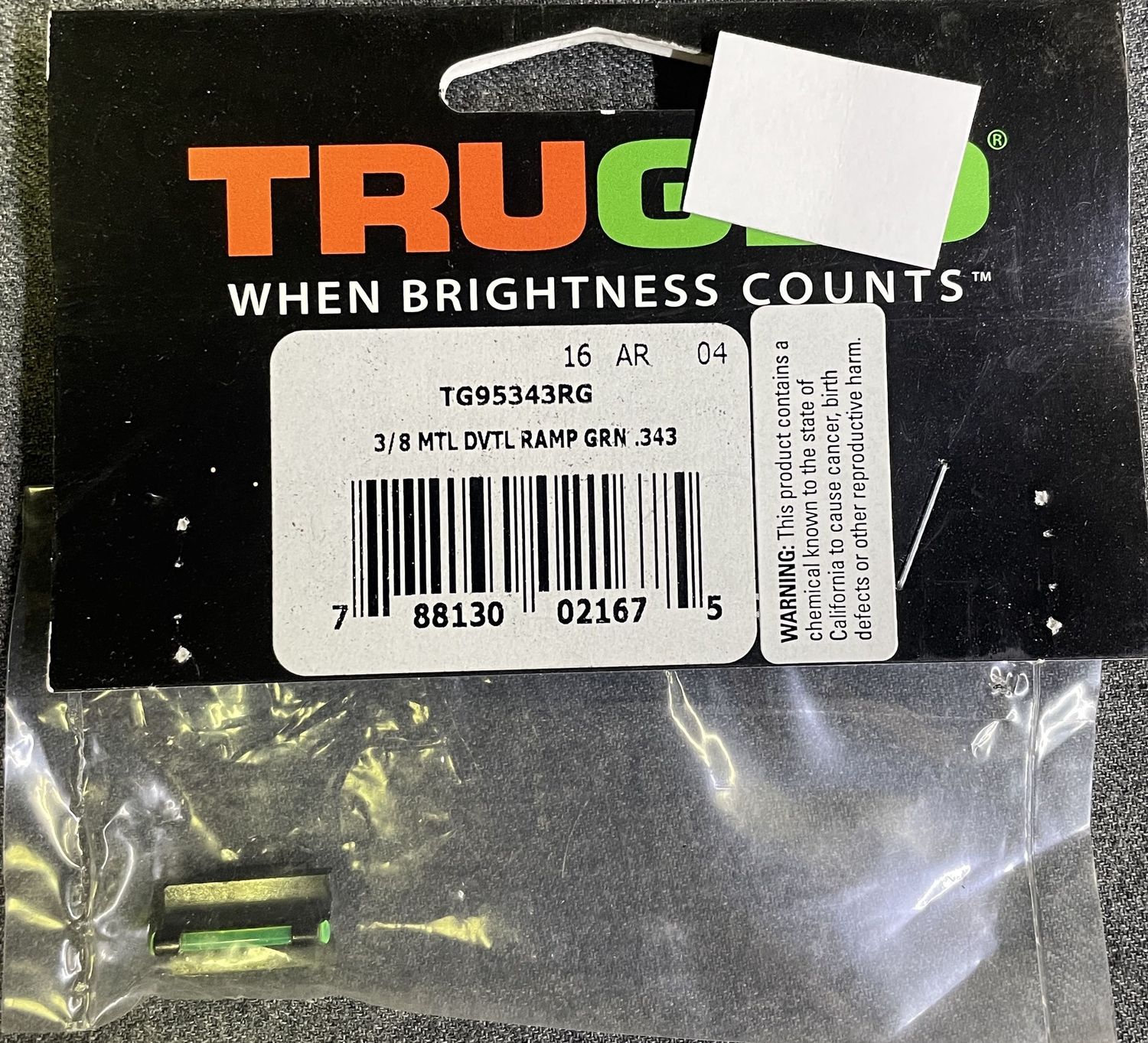 Tru Glo 3/8 Dovetail Ramp Front Sight Green .343