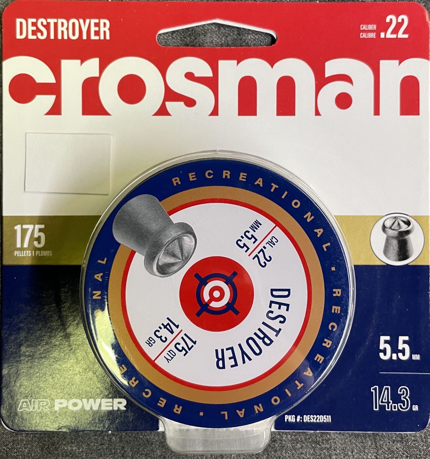 Crosman Destroyer .22 Cal Pellets 175 ct