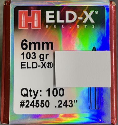 Hornady 6mm .243 103 Gr. ELD-X 100 Ct.