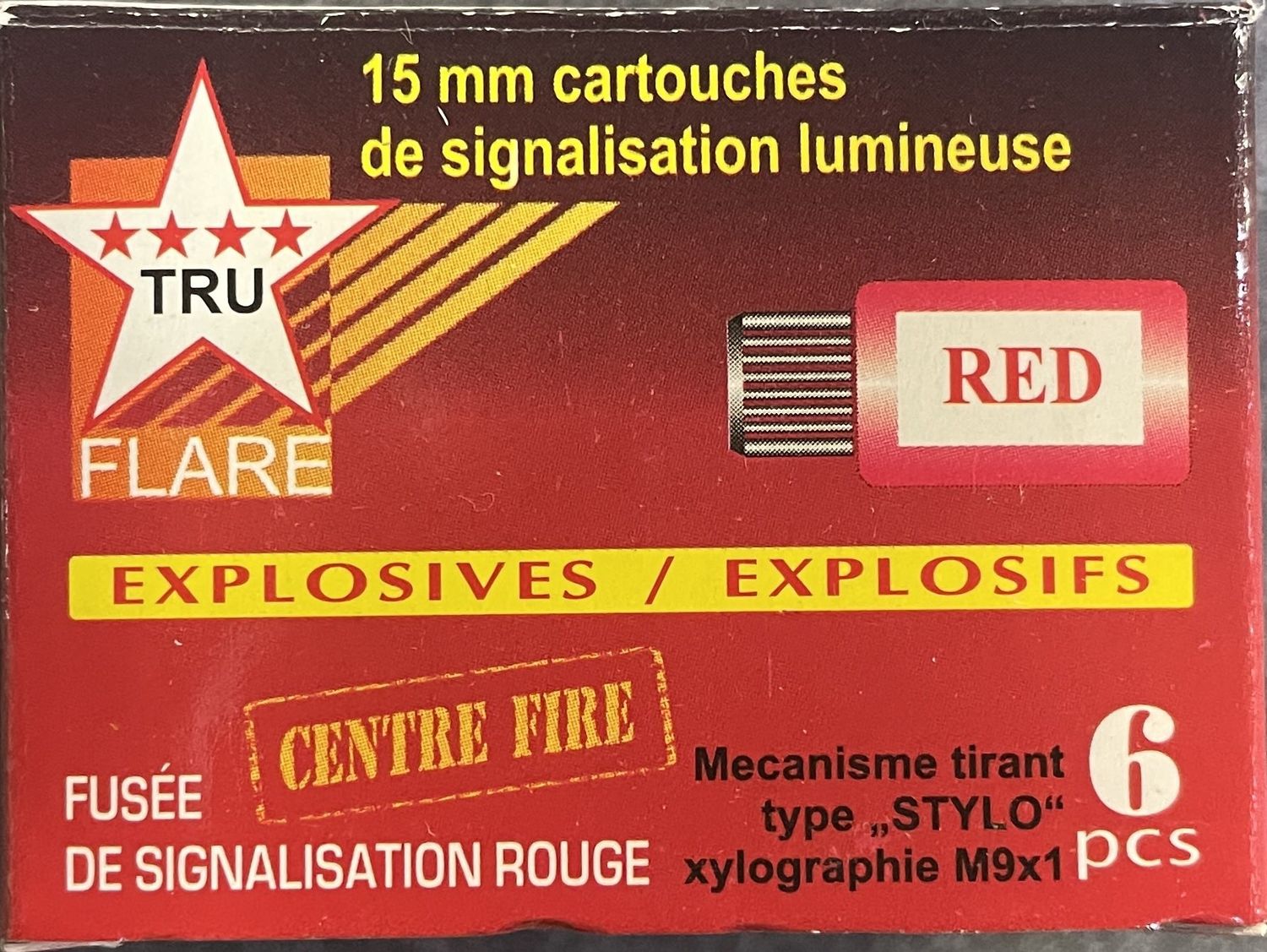 Tru Flare 15mm Red Signal Flare for Pen Type Launchers 6 Ct.