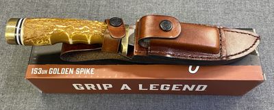 Uncle Henry Golden Spike Knife with Leather Sheath