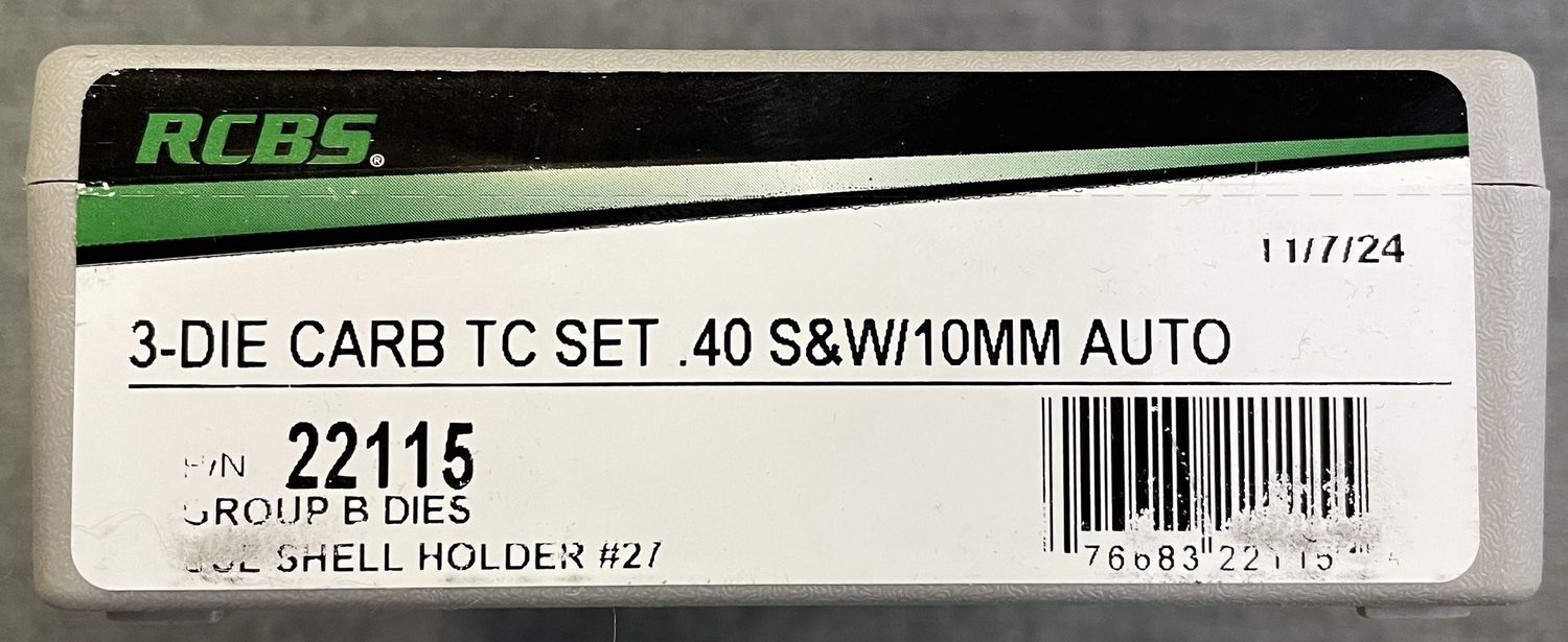 RCBS 3-Die Carb TC Set .40 S&amp;W / 10mm Auto