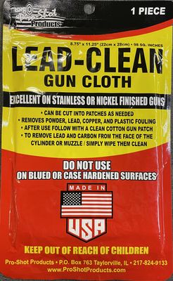 Pro Shot Lead-Clean gun Cloth For Stainless or Nickel Finish 8.75" x 11.25" 1 Ct.