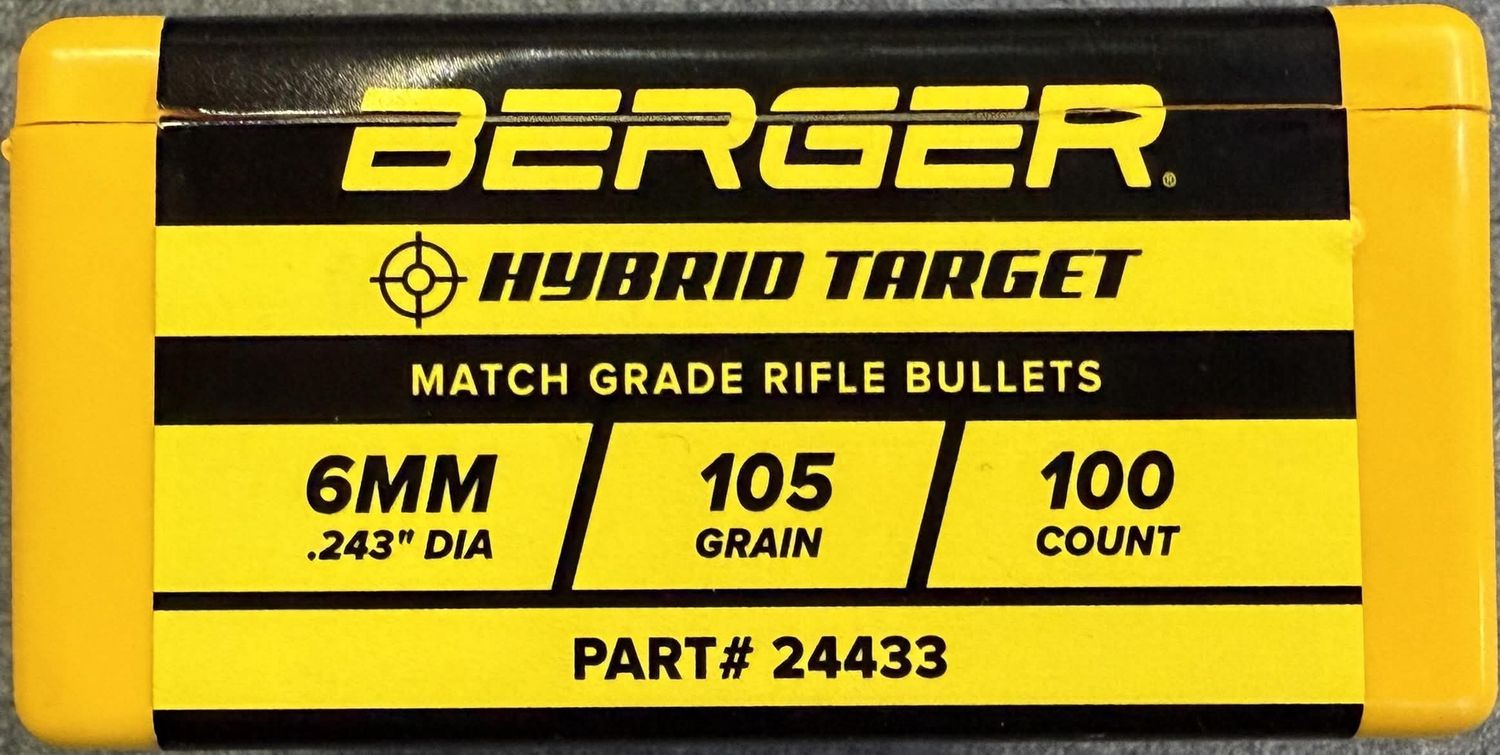 Berger 6mm (.243") 105 Gr. Hybrid Target 100 Ct.
