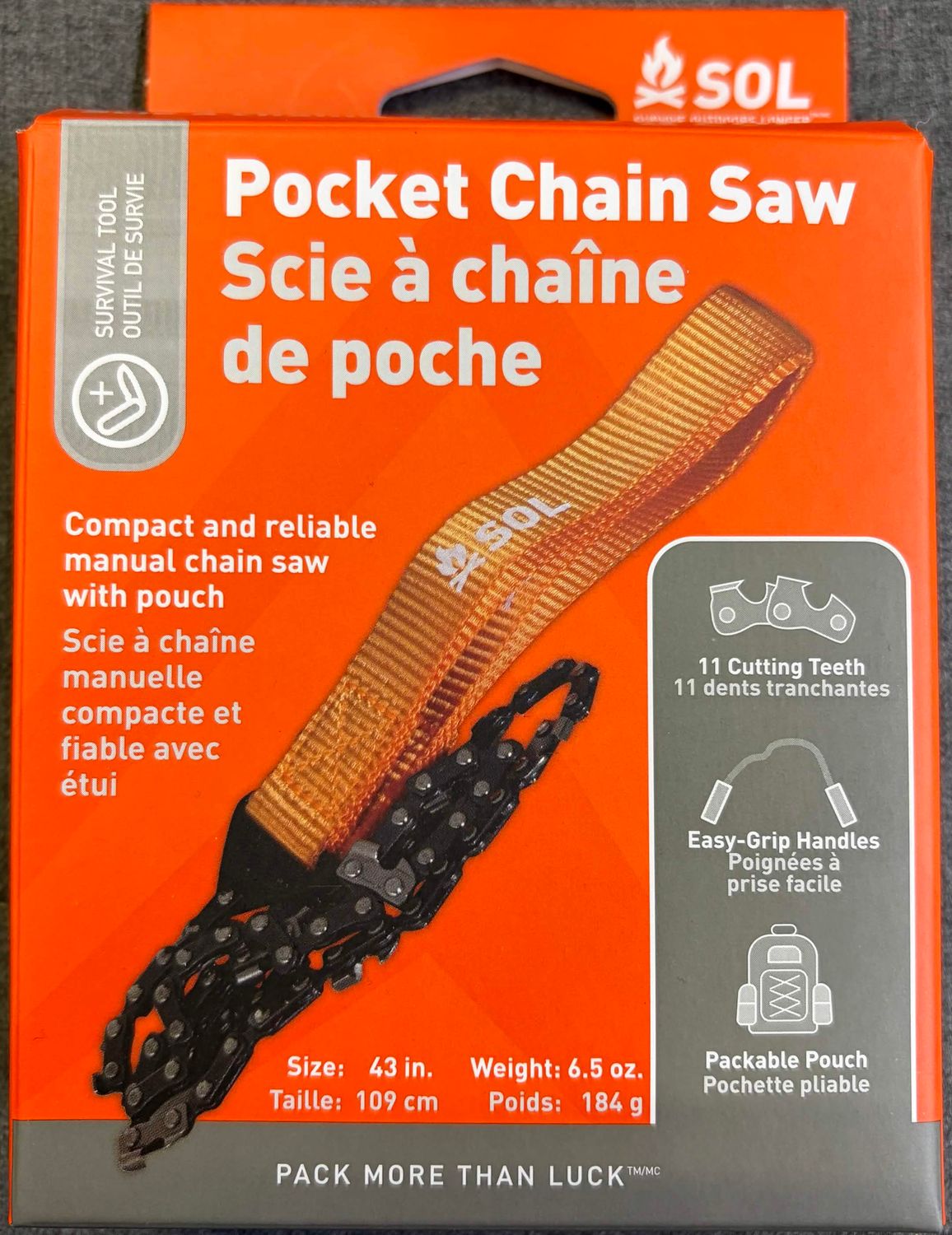 SOL Pocket Chain Saw survival tool 26" chain
