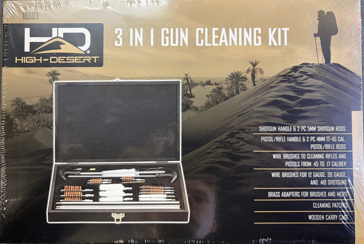 High Desert 3 In 1 Gun cleaning kit 65 Piece, 17 Cal. and up