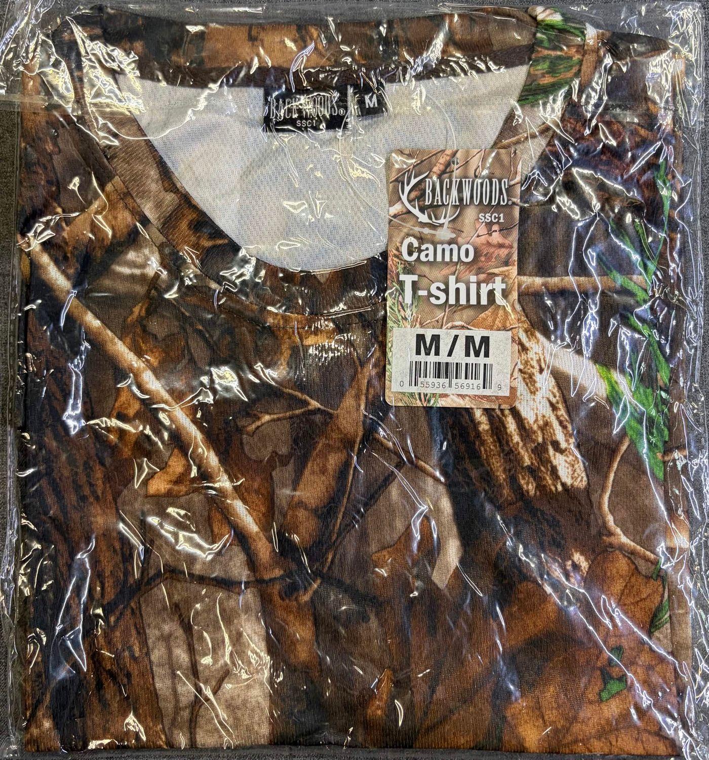 Backwoods Camo T-shirt 100% poly Medium