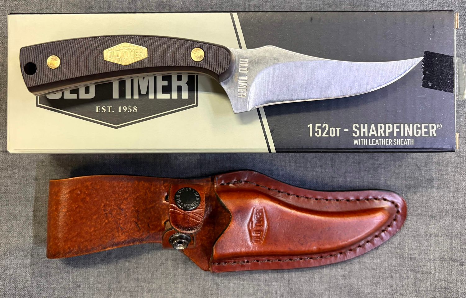 Old Timer Sharpfinger Fixed Blade with Leather Sheath