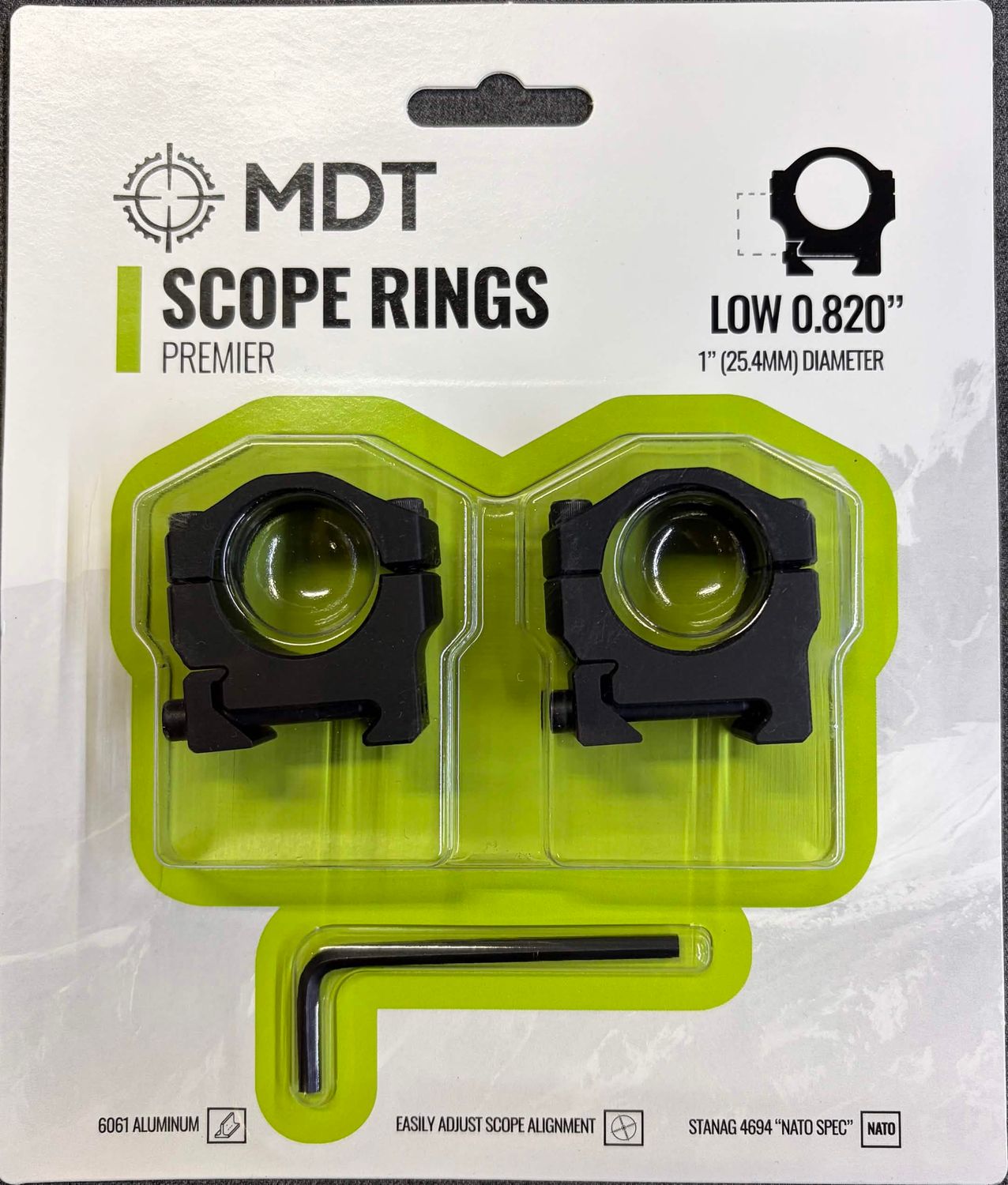 MDT Premier Scope  Rings Low 1" Matte Black